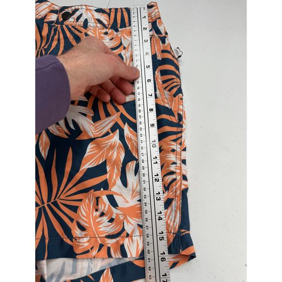 Onia Men's The Calder Swim Trunk Shorts Tropical Floral Orange/Navy MEDIUM - Picture 11 of 11